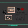 Elegant Patterned Leather Coffee Table With Glass Top Brass Accents And Decorative Figurines