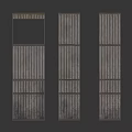 Modern Minimalist Wooden Partition with Dark Planks Square Cutouts and Wood Grain Texture