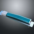 Long Strip Building Component With Blue Panels And Gray Base Structure