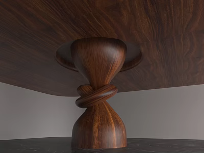 Elegant Wooden Table Column With Twisted Design And Natural Wood Grain 3d model