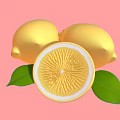Fresh Juicy Lemons with Sliced Half and Green Leaves on Pink Background