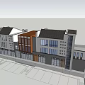 Commercial Complex Featuring Modern Traditional Design Mixed Material Facades Balconies Green Landscaping And Parked Car