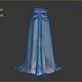 Elegant Ancient Style Flowy Blue Purple Dress With Decorative Ribbons And Patterns