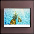 Botanical Pineapple Plant Painting With Blue Water Ripples Background And Framed Art