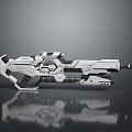 Futuristic White Weapon With Sleek Mechanical Design And Shiny Metallic Finish