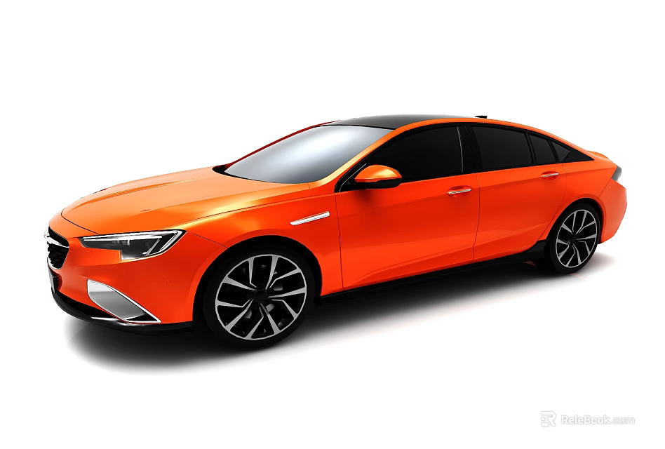 Orange Modern Sedan With Sleek Exterior Design And Black Alloy Wheels 3d model