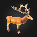 Brown Stag Figurine With Large Antlers And Realistic Standing Pose