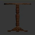Round Wooden Dining Table With Carved Legs And Cross Base Design