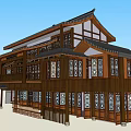 Ancient Chinese Architecture Featuring Traditional Wooden Structure Classic Eaves And Carved Windows