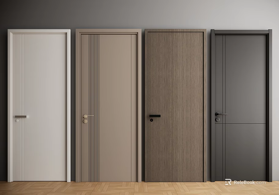 Modern Hinged Doors In Various Colors And Materials For Interior Design 3d model 