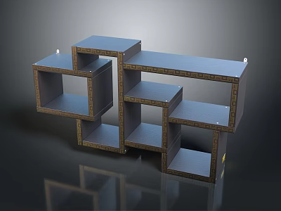 Modern Geometric Bookshelf Furniture With Multi Tiered Open Compartments And Layered Design 3d model