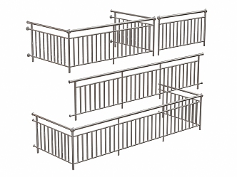 Modern Railing Guardrail 3d model