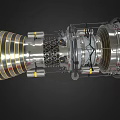 Turbine Engine 3D Model with Internal Structure Metallic Components and Transparent Casing Design 3d model