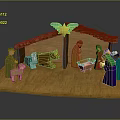 Nativity Scene Dolls With Stable Star Figures Animals And Manger