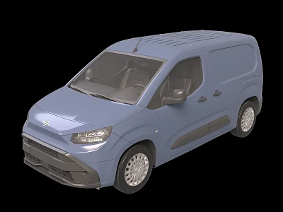 Light Blue Compact Van Featuring Modern Exterior Design On Black Background 3d model