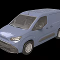 Light Blue Compact Van Featuring Modern Exterior Design On Black Background