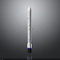 White Rocket Weapon With Blue Base And Modern Vertical Design Structure 3d model