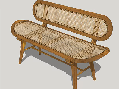 Leisure Chair With Wooden Frame And Rattan Seat For Comfortable Relaxation 3d model