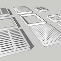 Road Infrastructure Utility Covers And Grates In Various Shapes With Different Hole Patterns 3d model