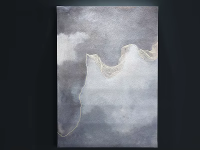 Abstract Painting With Gray And White Tones Cloud Like Areas And Winding Lines Soft Style 3d model