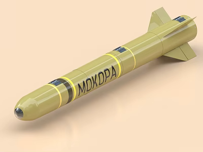 Yellow Military Missile With Yellow Bands Tail Fins And MDXOPA Marking Design 3d model