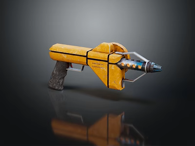 Yellow Handheld Mechanical Tool Featuring Black Grip And Metal Components 3d model