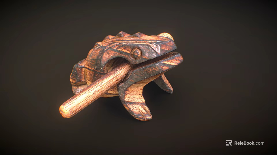 Hand Carved Wooden Crocodile Shaped Decorative Furniture Piece With Natural Texture 3d model 