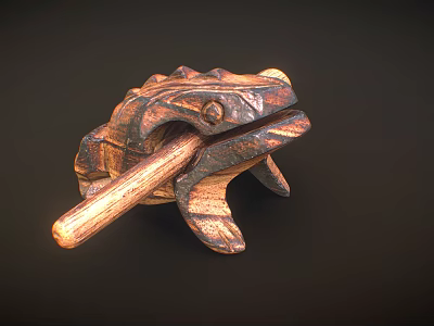 Hand Carved Wooden Crocodile Shaped Decorative Furniture Piece With Natural Texture 3d model