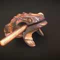 Hand Carved Wooden Crocodile Shaped Decorative Furniture Piece With Natural Texture