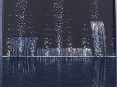 Modern Garden Water Feature With Cascading Waterfall And Pond Reflection 3d model