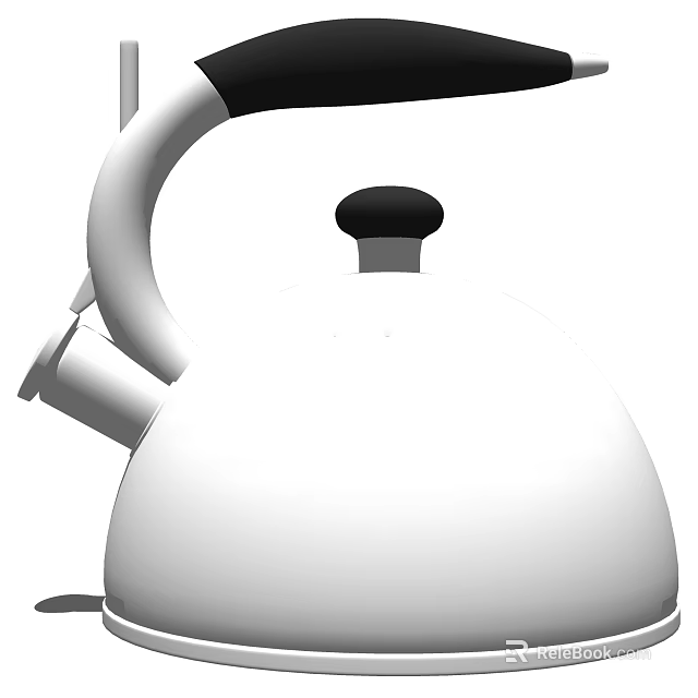 White Kitchen Kettle With Black Handle And Modern Stylish Design For Home Use 3d model