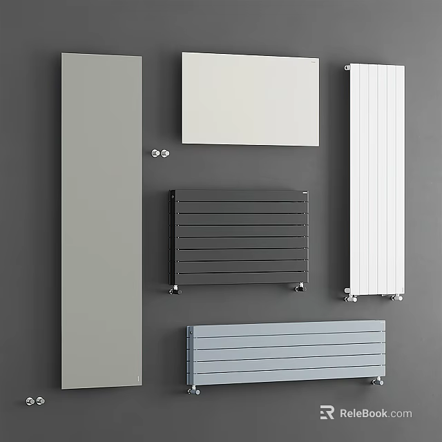 Modern Radiators in White Black Gray and Light Blue for Interior Design 3d model 