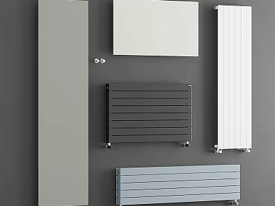 Modern Radiators in White Black Gray and Light Blue for Interior Design 3d model