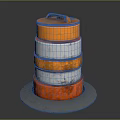 Orange And White Striped Traffic Drum With Stacked Layers Top Handle And Base