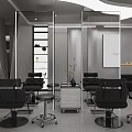 Elegant Modern Minimalist Hair Salon Interior Design With Comfortable Styling Chairs And Full Length Mirrors