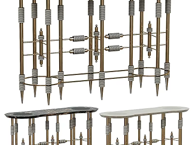 Modern Elegant Dining Table Design With Gold Metal Frame And Marble Top Details 3d model