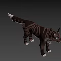 Animated Game Movie Character 3D Model With Striped Brown White Fur Standing Pose