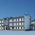 Modern Office Building Exterior Architectural Design With White Facade Large Windows And Multiple Floors 3d model