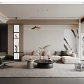 Modern Minimalist Living Room Interior With Beige Sofa Coffee Table And Floor Lamp
