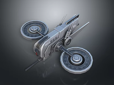 Advanced Futuristic Mechanical Vehicle With Large Wheels And Metallic Streamlined Body Design 3d model