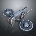 Advanced Futuristic Mechanical Vehicle With Large Wheels And Metallic Streamlined Body Design