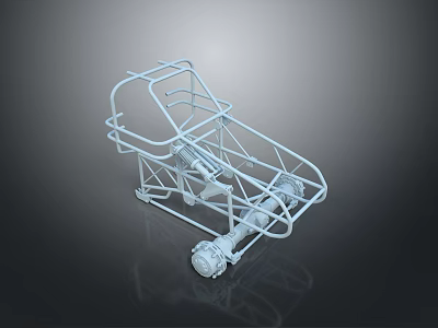Sturdy Metal Frame Utility Cart With Wheels For Home Daily Use 3d model