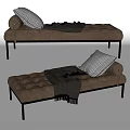Modern Bed End Stool Bench Low Stool Sofa Stool Blanket Pillow Chaise Shoe Stool 3d model