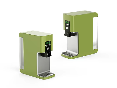 Green Water Dispensers as Modern Daily Appliances with Digital Display and Two Units 3d model