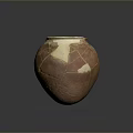 Ceramic Sculpture With Reddish Brown And White Cracked Surface Handcrafted Pottery Artwork 3d model