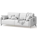 Cozy Multi Colored Sofa Set With Decorative Pillows And Soft Blankets 3d model