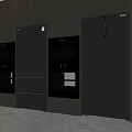 Modern Black Kitchen Interior With Built in Refrigerator Freezer And Cabinets 3d model