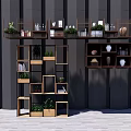 Modern Wall Mounted Shelving Units with Open Compartments Plants Books and Decorative Items