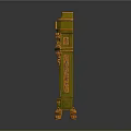 Green Grandfather Clock With Gold Carved Details And Round Face Furniture