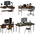 Middle Style Computer Desk and Chair Desk and Chair 3d model